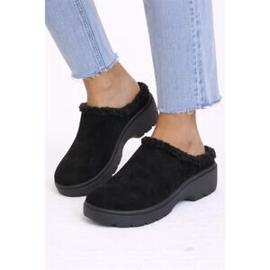 Skechers Women’s Black Lined Clogs Slip on Mule Cozy Comfort Shoes Size 9